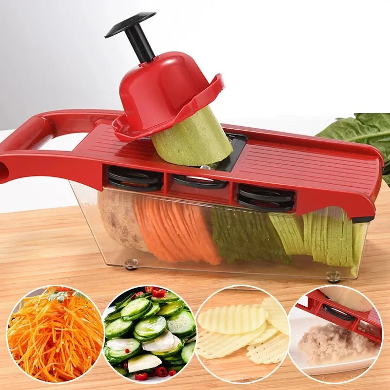 Six Interchangeable Vegetable  Slicer Blades With Hand Protector