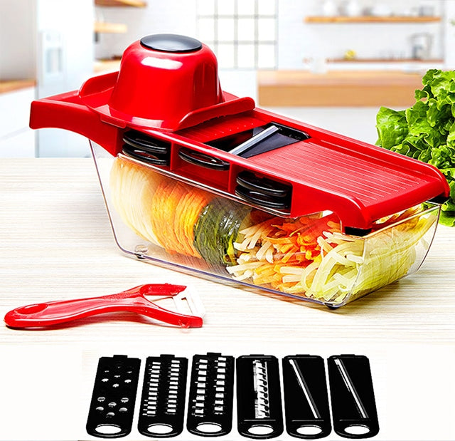 Six Interchangeable Vegetable  Slicer Blades With Hand Protector