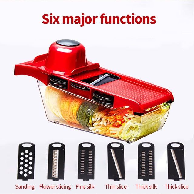 Six Interchangeable Vegetable  Slicer Blades With Hand Protector