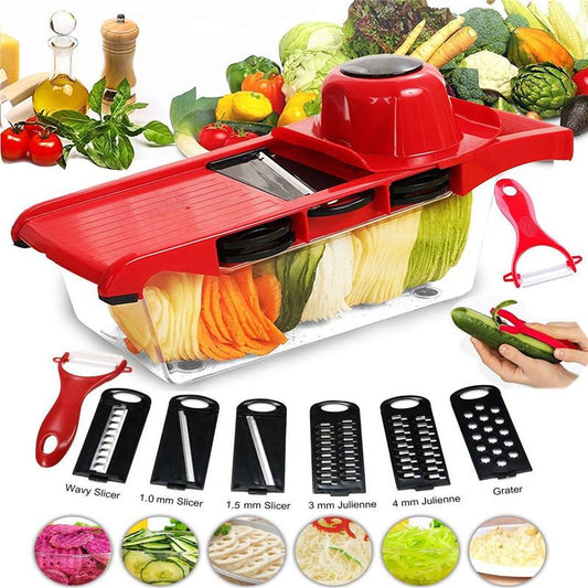 Six Interchangeable Vegetable  Slicer Blades With Hand Protector