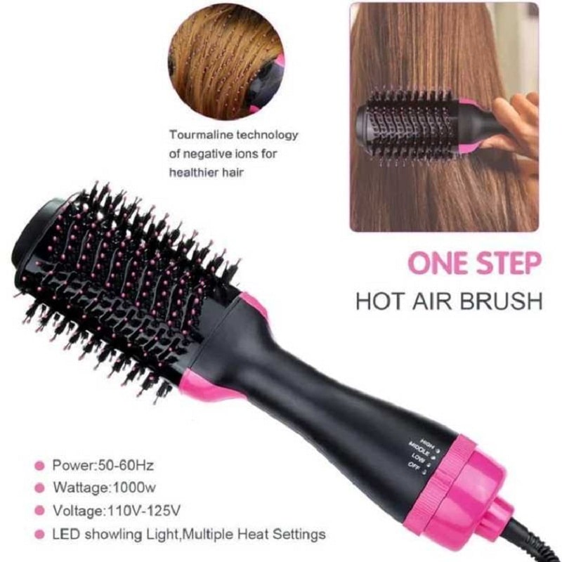 One Step Hot Air Brush Styling Curler and Straight Hair